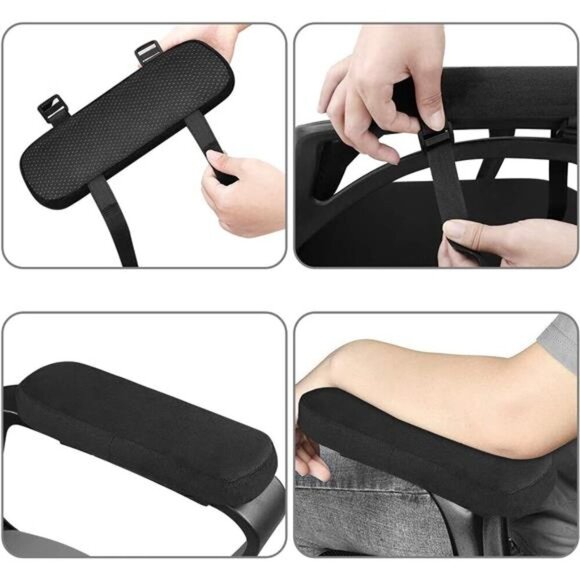 Chair Armrest Pads (2 Pack), Memory Foam Home/Office Chair Arm Rest Cover - Picture 3 of 7